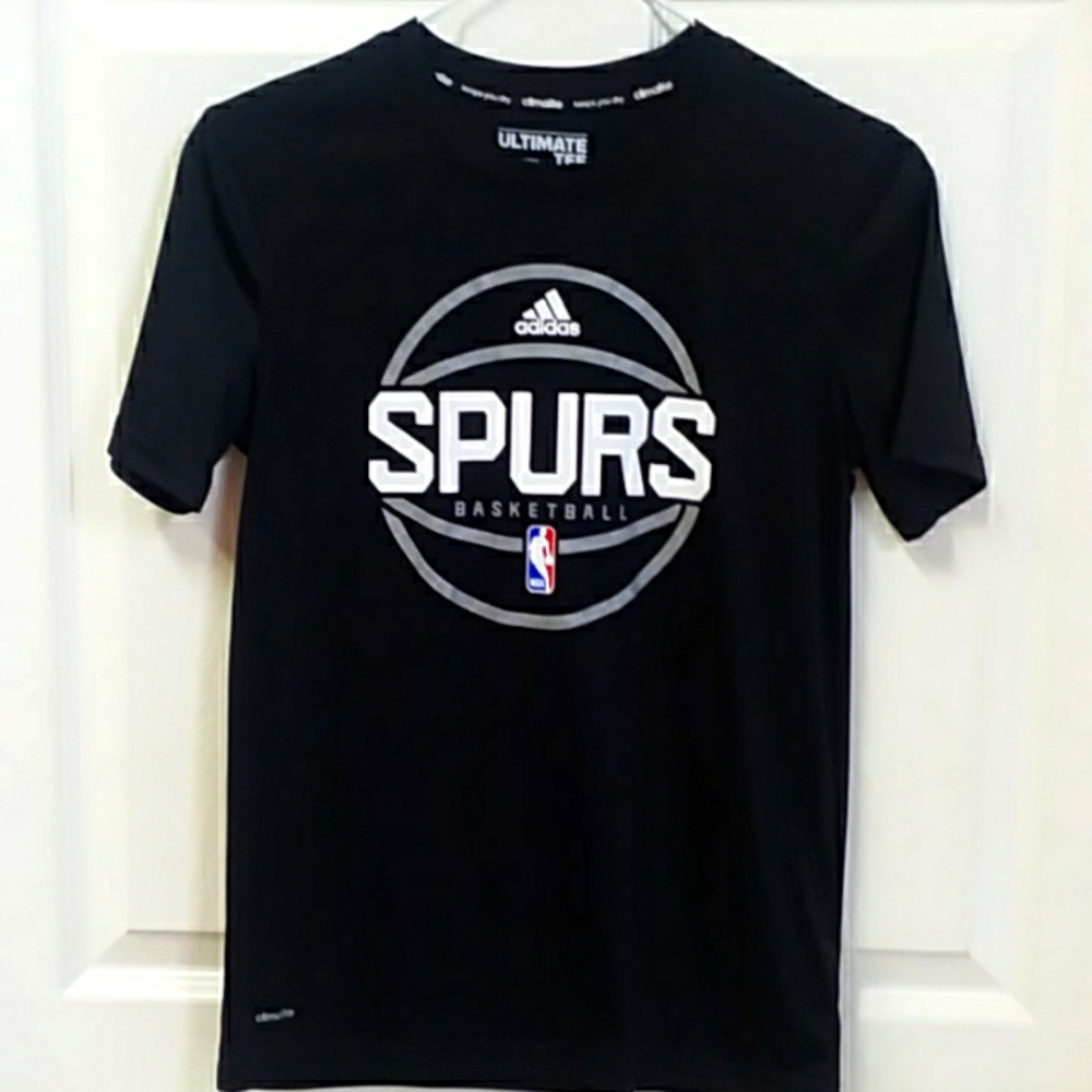 Boys Black Adidas Spurs shirt size M(10/12)